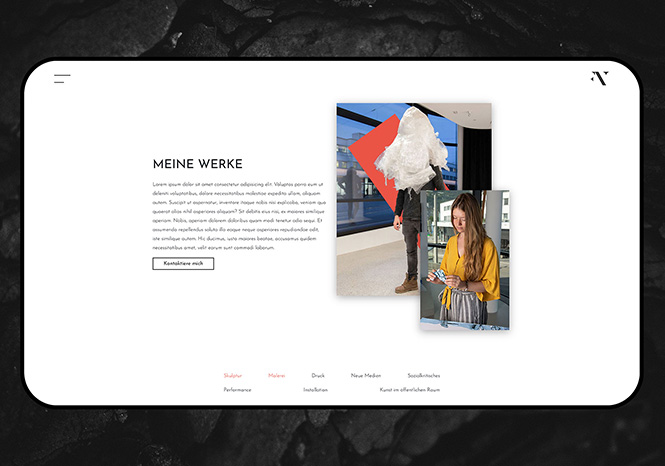 Mockup der Website von Franziska Nössing (nur der Pitch)
